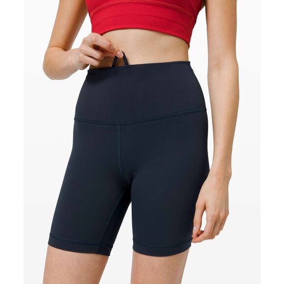 Lululemon Wunder Train HR Short 6" Everlux Size 2 Navy EUC6 - Picture 1 of 6